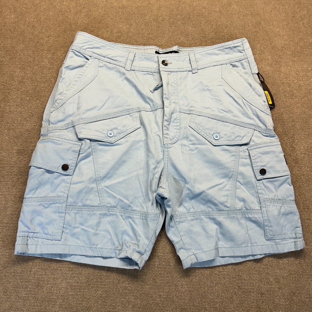 AKOO Cargo Shorts Mens 36 Light Blue 100% Cotton Utility Hip Hop Standard Fit 8"